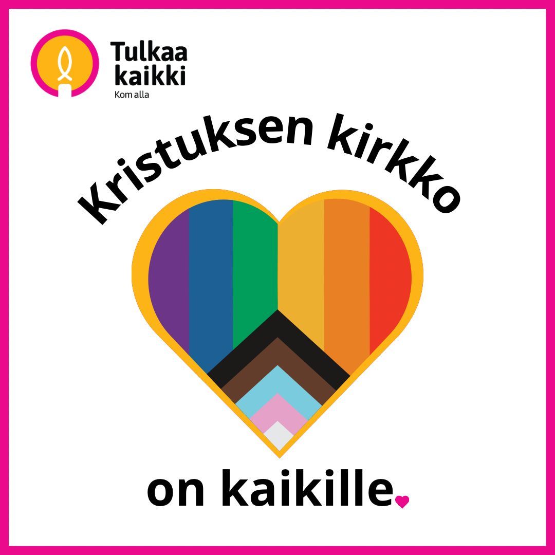 ❤️Tulkaa kaikki -liike toivottaa hyvää Helsinki Pride -viikkoa kaikille!

🧡Alta löydät erilaisia sateenkaariväelle suunnattuja tapahtumia tämän viikon aikana. Samat tiedot löydät myös @kirkkohelsingissa julkaisusta. 

💛Ti 25.6. klo 18 Kampin kappeli: Kansanmuusikko Paula Raitasen lauluja

💚Ke 26.6. klo 14–18 Matteuksen kirkko: Sateenkaarikahvila

💙To 27.6. klo 18 Temppeliaukion kirkko: Jesus loves queers -paneeli sateenkaarevasta elämästä

💜To 27.6. klo 18 Kampin kappeli: Konsertti vähemmistösäveltäjien musiikista

❤️Pe 28.9. klo 18 Kallion kirkko: Sateenkaarityö 25 vuotta Sateenkaarimessu 

🧡Pe 28.6. klo 17-19.30 Paavalinkirkko: STOP eheytyshoidoille – keskustelutilaisuus

💛Pe 28.6. klo 15–21 Kallion kirkko: Festarifemmalla kirkon torniin 

💚La 29.6. klo 10 Tuomiokirkko: Pride-hartaus 

💙Su 30.6. klo 16 Helsingin seuratupa: Sateenkaariseurat 

💜Su 30.6. Mikael Agricolan kirkko: Pride-viikon Tuomasmessu