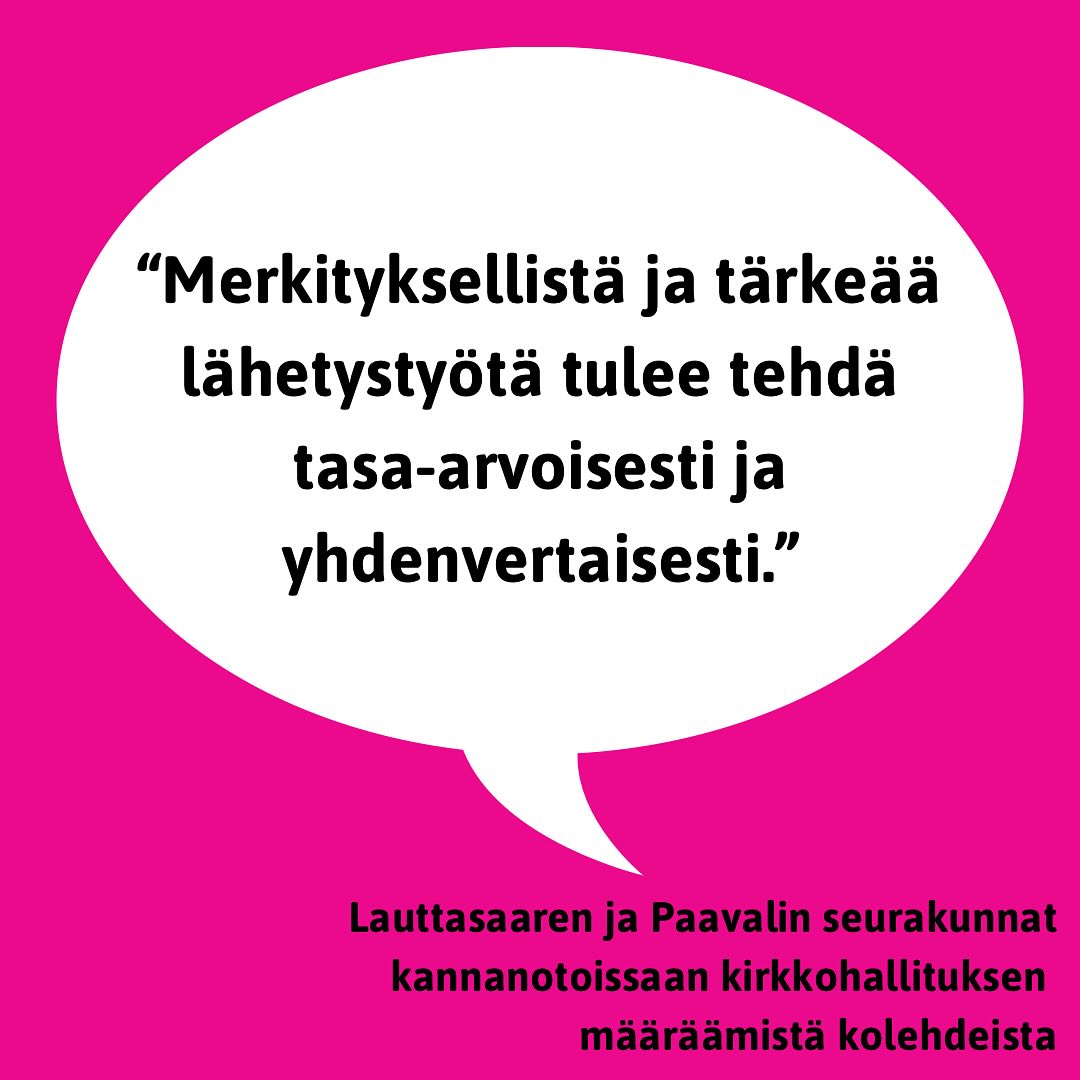 Kirkkohallituksen määräämät kolehdit herättävät keskustelua. 

Lauttasaaren ja Paavalin seurakunnat ovat ottaneet kantaa sen puolesta, että kolehdeilla tuettaisiin vain tasa-arvoa ja yhdenvertaisuutta edistäviä kohteita.

Kiitos seurakunnille hyvistä kannanotoista! @lauttasaarensrk @paavalinseurakunta